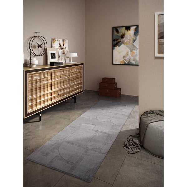 Šedý ručně tkaný vlněný běhoun 80x250 cm Alexis – Villeroy&Boch-image-1