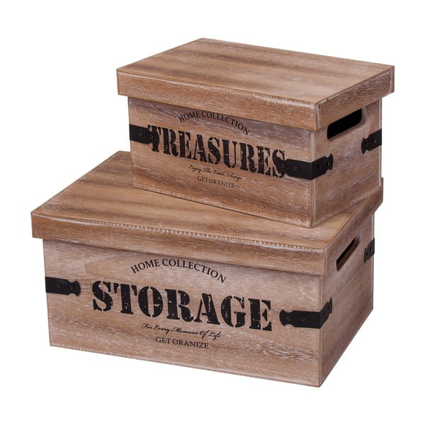 Sada 2 dřevěných boxů Storage