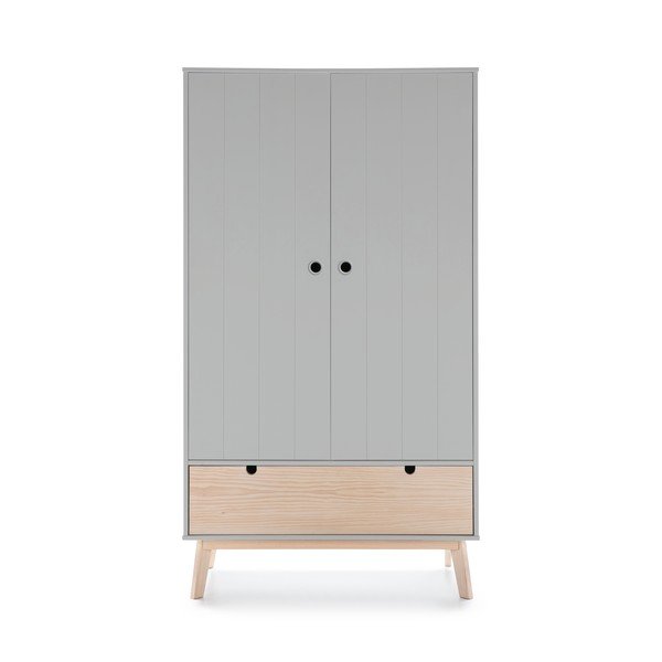 Šedá dětská šatní skříň s nohami z borovicového dřeva Marckeric Kiara-image-2