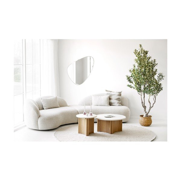 Bílý/v přírodní barvě kulatý konferenční stolek s betonovou deskou ø 80 cm Motril – House Nordic-image-2