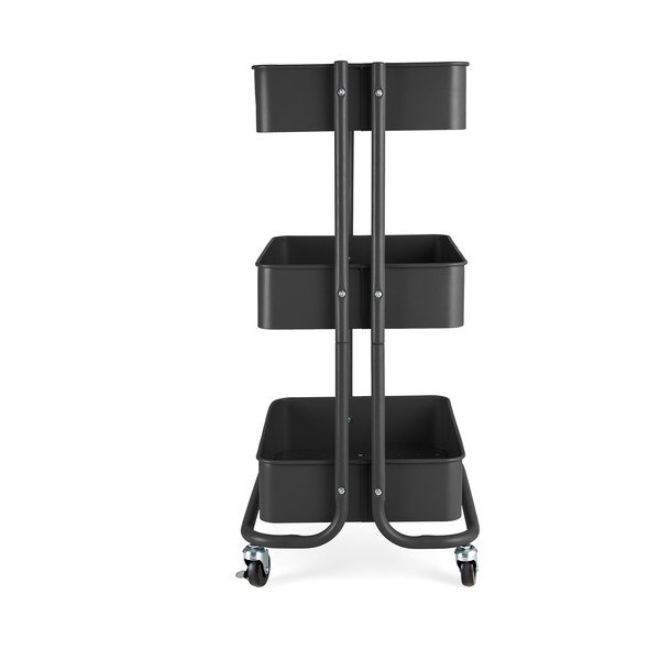 Černý kovový pojízdný regál 43x35 cm Grena – Compactor-image-2