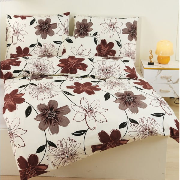 Hnědé/krémové mikrosaténové povlečení na jednolůžko 140x200 cm v sadě 6 ks Scarlet – My House-image-3