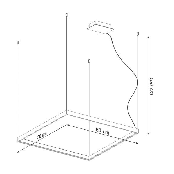 Černé LED závěsné svítidlo 80x80 cm Aura - Sollux-image-2