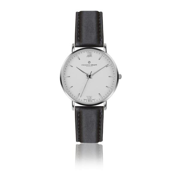 Pánské hodinky s černým páskem z pravé kůže Frederic Graff Silver Dent Blanche Black Leather