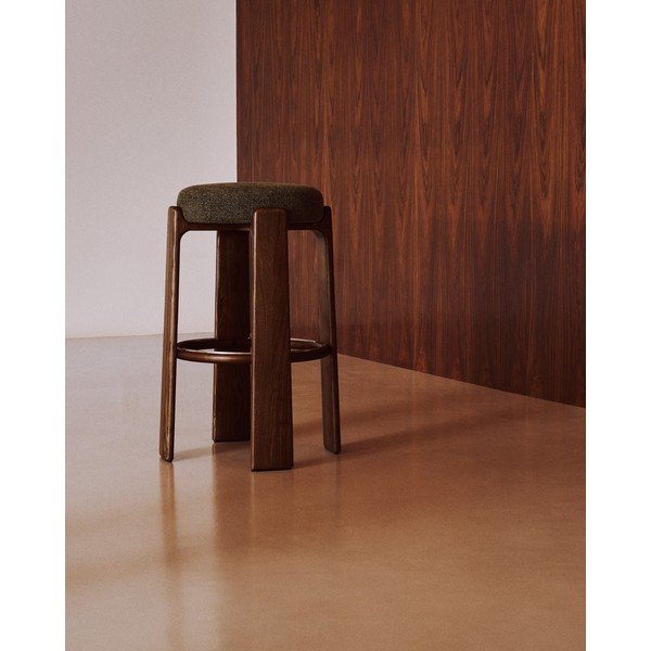 Zelená/v tmavě přírodní barvě barová stolička z jasanového dřeva (výška sedáku 75 cm) Granite – Kave Home-image-3