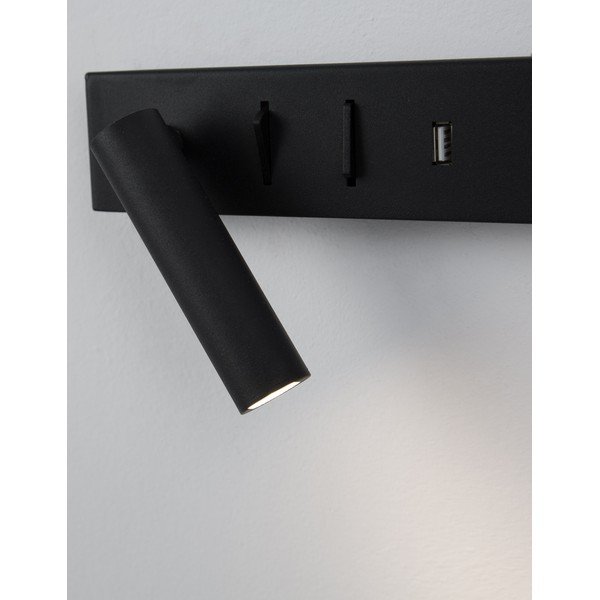 Matně černé kovové LED nástěnné svítidlo s ohybatelnou konstrukcí/s USB portem Vida – Nova Luce-image-1