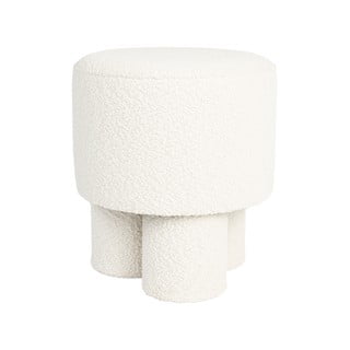 Bílý taburet z textilie bouclé Marcos – White Label