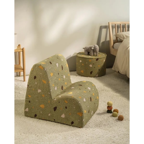 Zelené dětské křesílko z textilie bouclé/žinylkové Terrazzo Cloud – Wigiwama-image-3