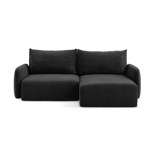 Černá rozkládací/s úložným prostorem rohová pohovka (pravý roh) Kalena – Makamii