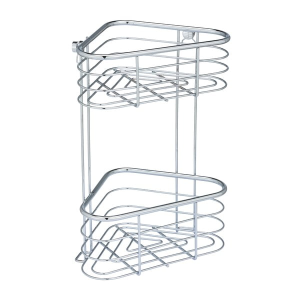 Stříbrná rohová sprchová police Wenko Trestina, 25 x 35 cm-image-3