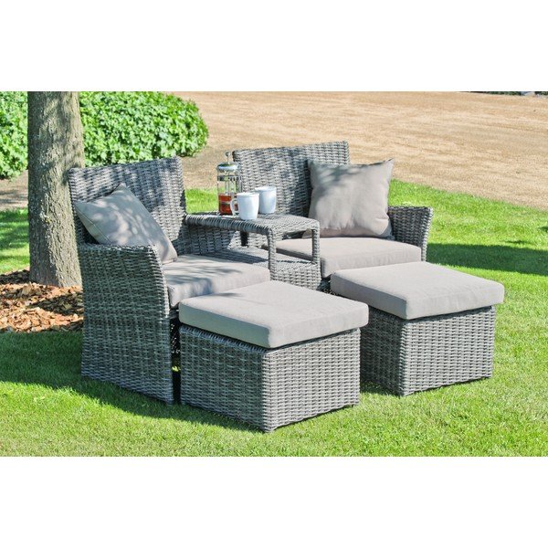 Šedý zahradní lounge set z umělého ratanu pro 2 Calgary – Garden Pleasure-image-1