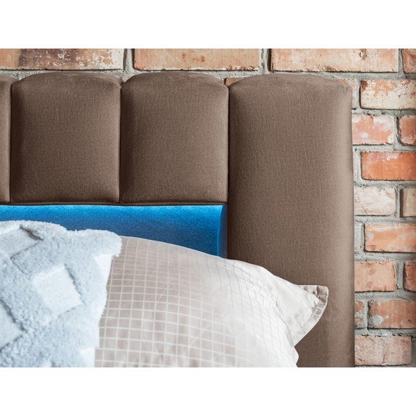 Světle hnědá čalouněná dvoulůžková postel s úložným prostorem s roštem 180x200 cm Lamica – ELTAP-image-3