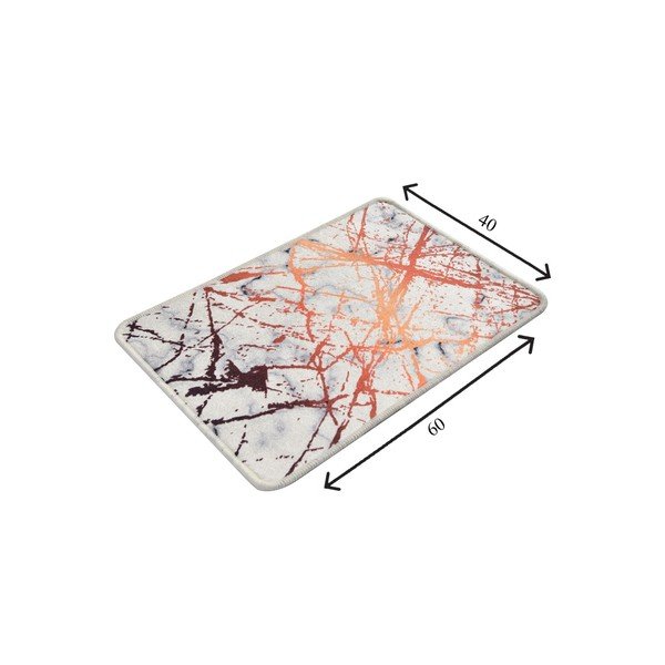 Bílo-oranžová koupelnová předložka s motivem mramoru Chilai Marble, 60 x 40 cm-image-2