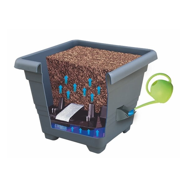 Hnědý samozavlažovací květináč, 50 x 50 cm Bergamot - Plastia-image-2