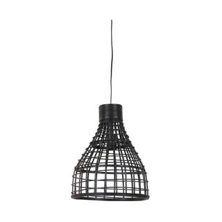 Černé stropní svítidlo s ratanovým stínidlem ø 34 cm Puerto – Light & Living