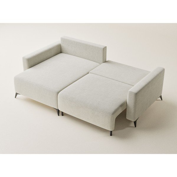 Krémová žinylková rozkládací/s úložným prostorem rohová pohovka (levý roh/s lenoškou) Leon – Maison de Rêve-image-3