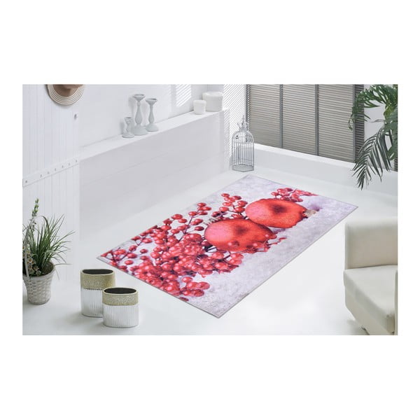 Červeno-bílý koberec Vitaus Berries, 50 x 80 cm