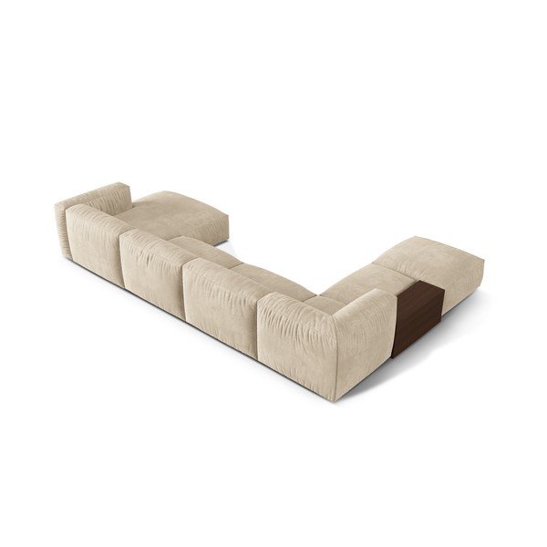 Béžová sametová modulární rohová pohovka (levý roh/do "U") Martina – Micadoni -image-3