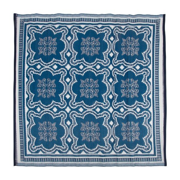 Oboustranný venkovní koberec Esschert Design Blue Wish, 152 x 152 cm
