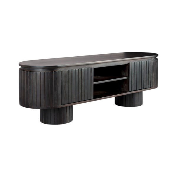 Tmavě hnědý TV stolek z mangového dřeva 140x45x40 cm Kenji – Dutchbone-image-4