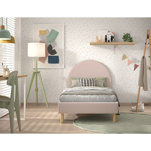 Růžová čalouněná jednolůžková postel s roštem 90x200 cm MOON – Vipack-image-3