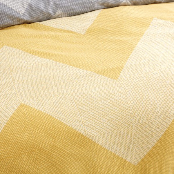 Žluto-šedé povlečení 200x135 cm Chevron Geo - Catherine Lansfield-image-1