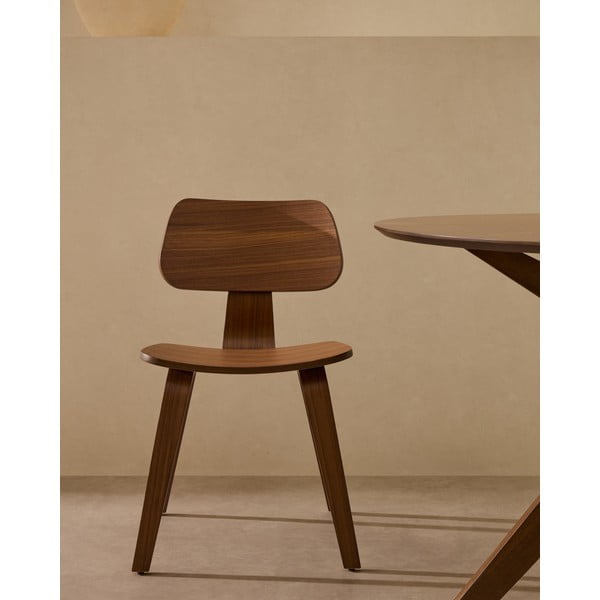 Tmavě hnědá jídelní židle v dekoru ořechu Gena – Kave Home-image-1