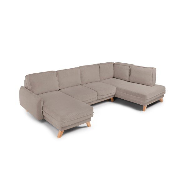 Taupe manšestrová rozkládací/s úložným prostorem rohová pohovka (pravý roh/do "U") Tori – Bonami Selection-image-1