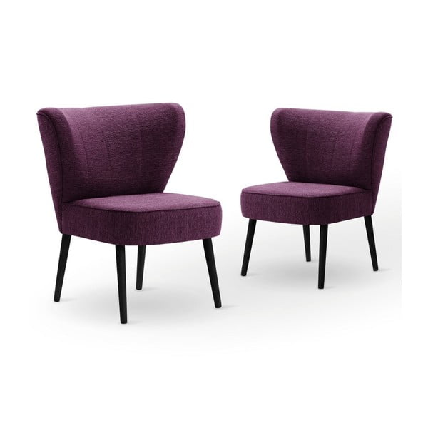 Sada 2 fialových jídelních židlí s černými nohami My Pop Design Adami
