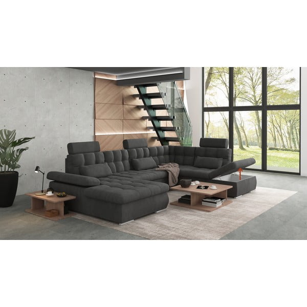 Antracitová rozkládací/s úložným prostorem rohová pohovka (pravý roh/do "U") Merkur – Ropez-image-4