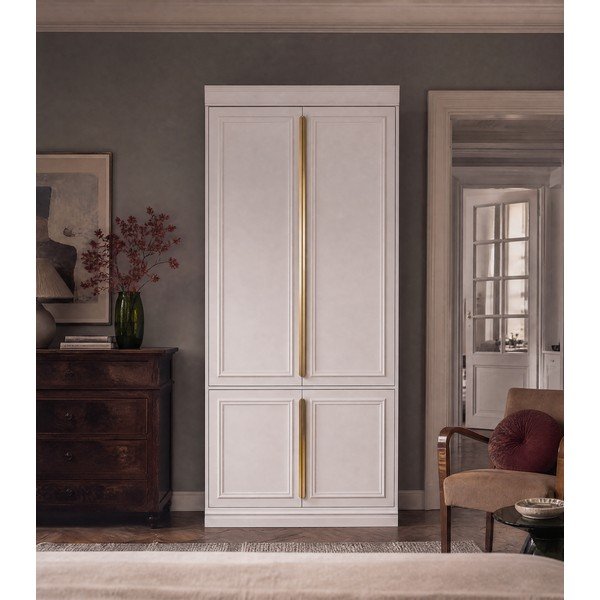 Světle šedá šatní skříň z borovicového dřeva 110x215x44 cm Organize – WOOOD-image-3