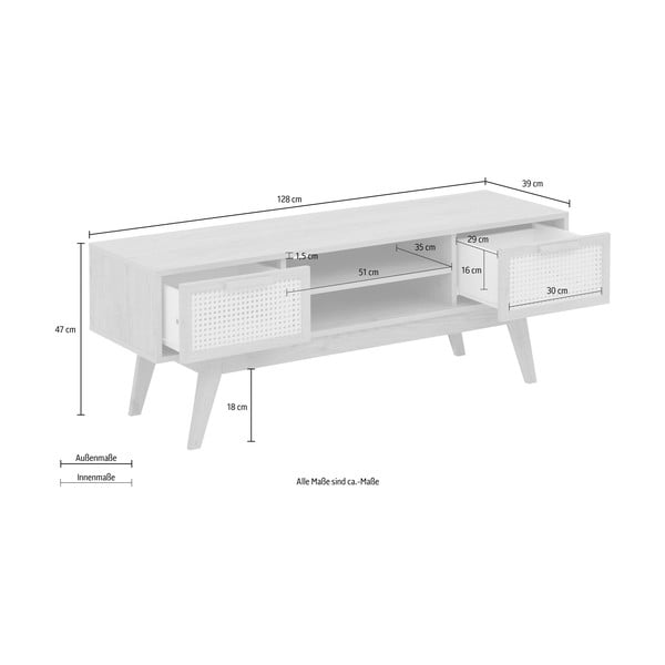 TV stolek v dekoru dubu v přírodní barvě 128x47 cm Bridget – Støraa-image-4