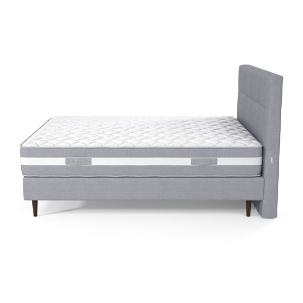Šedá boxspring postel s ozdobným čelem a matrací z paměťové pěny Ted Lapidus Maison PÉRIDOT, 160 x 200 cm-image-2