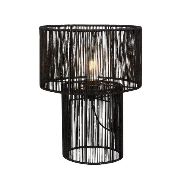 Černá stolní lampa se stínidlem z juty (výška 38 cm) Soga – Markslöjd