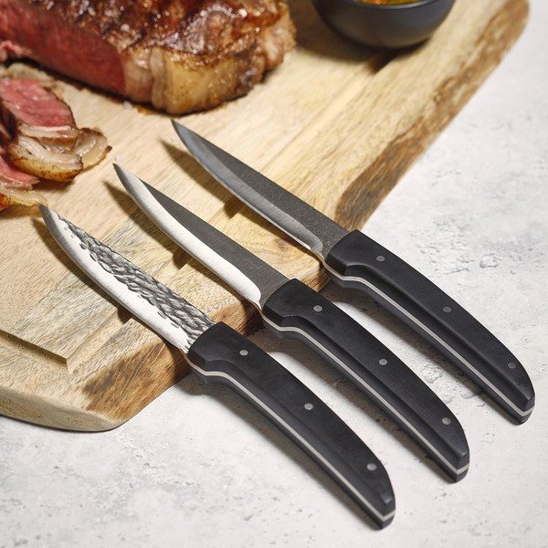 Černé/ve stříbrné barvě ocelové steakové nože v sadě 4 ks Carne – BonBistro-image-1