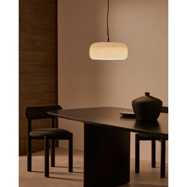 LED závěsné svítidlo šedobéžové se skleněným stínidlem ø 38 cm Reig – Kave Home-image-1