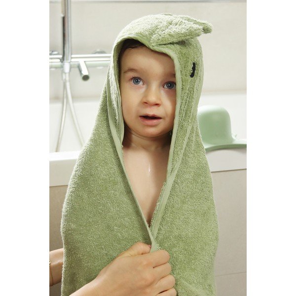 Zelená bavlněná dětská osuška s kapucí 75x75 cm Dinosaur – Kindsgut-image-4
