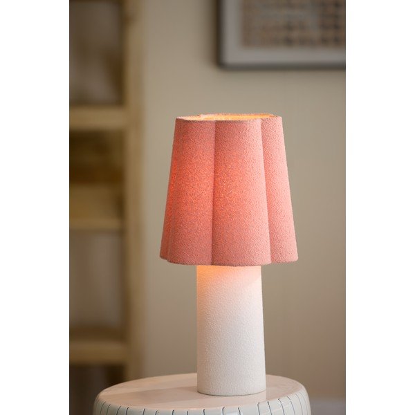 Stolní lampa v lososové barvě/krémová s textilním stínidlem (výška 50 cm) Musaby – Light & Living-image-1