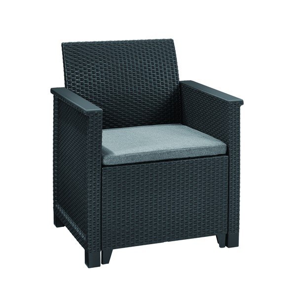 Tmavě šedý zahradní lounge set z umělého ratanu pro 2 Elodie – Keter-image-1