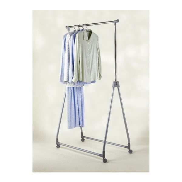 Šedý kovový teleskopický pojízdný stojan na oblečení Foldable – Wenko-image-1