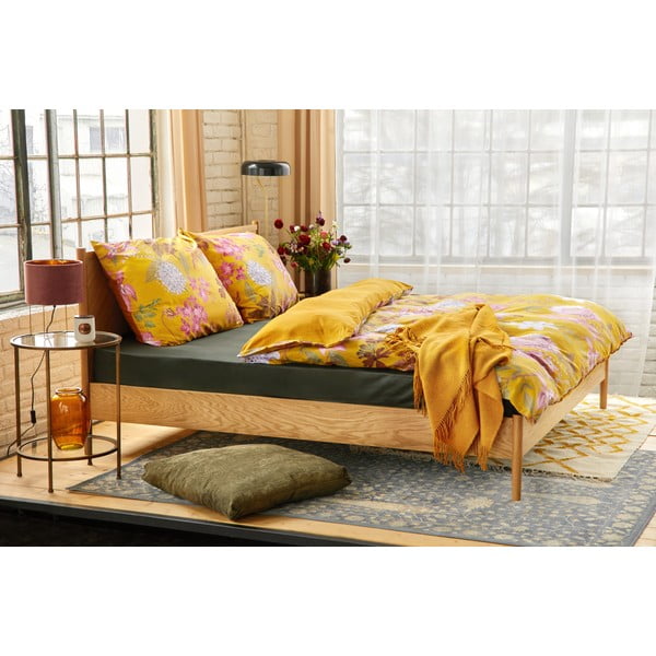 Okrové povlečení na dvoulůžko z bavlněného saténu Bonami Selection Blossom, 200 x 220 cm-image-4