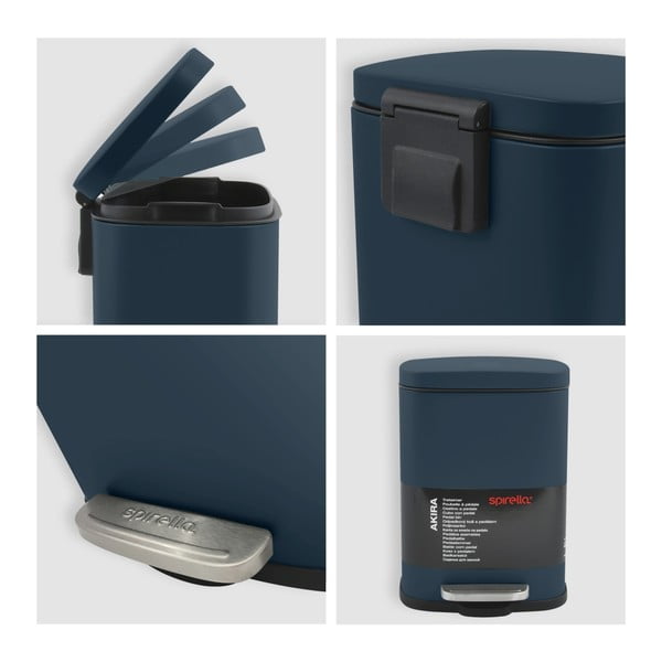 Nášlapný ocelový odpadkový koš v petrolejové barvě 5 l   Akira – Spirella-image-3