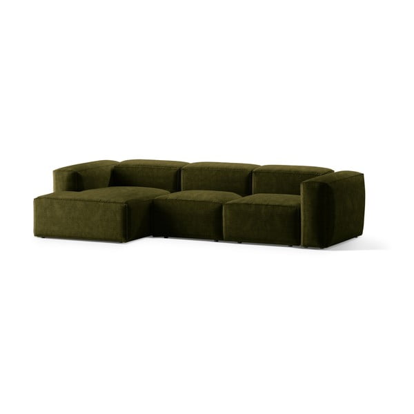 Zelená manšestrová rohová pohovka (levý roh/s lenoškou) Bergamo – Cosmopolitan Design-image-2