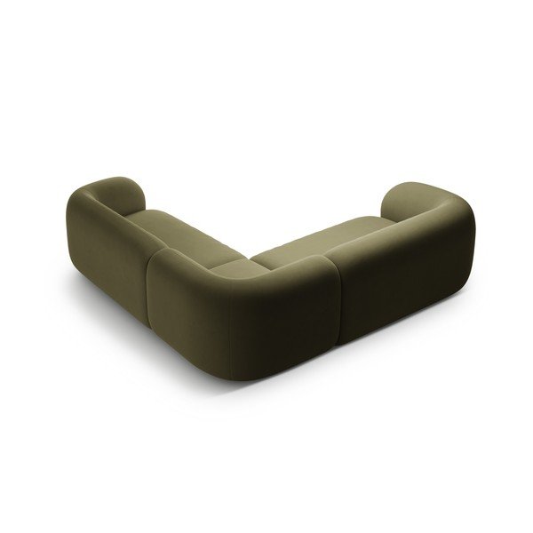 Zelená sametová rohová pohovka Kate – Micadoni -image-2