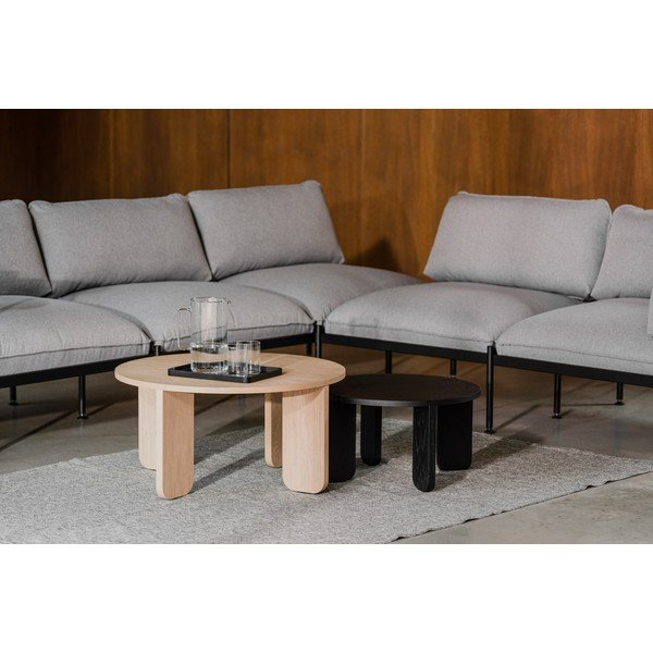 Černý kulatý konferenční stolek s deskou v dubovém dekoru ø 55 cm Kuvu – noo.ma-image-2