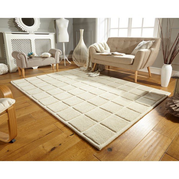 Vlněný koberec Blocks 80x150 cm, světlý-image-1
