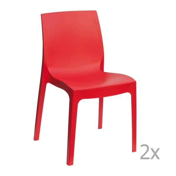 Sada 2 červených jídelních židlí Castagnetti Rome