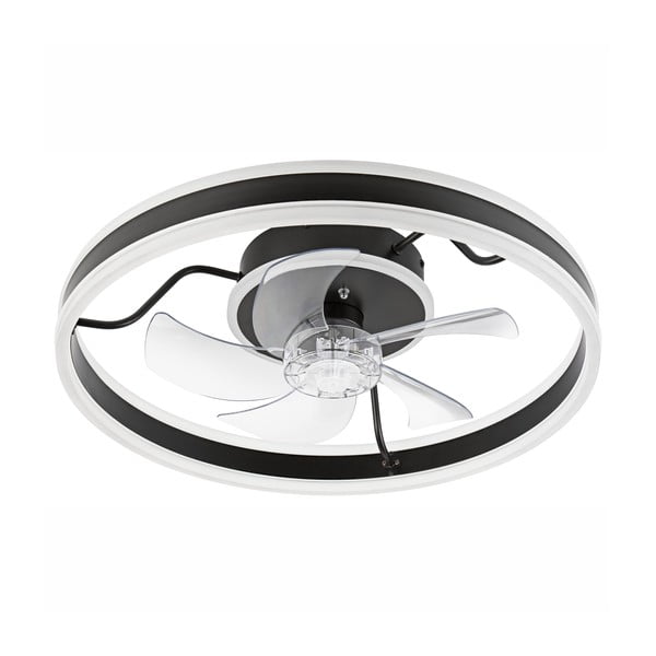 Černo-bílé LED stropní svítidlo s ventilátorem Apollo – LAMKUR