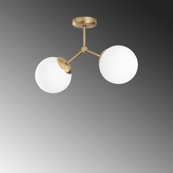 Bílé/v mosazné barvě stropní svítidlo se skleněným stínidlem 15x44 cm Damar – Opviq lights-image-3