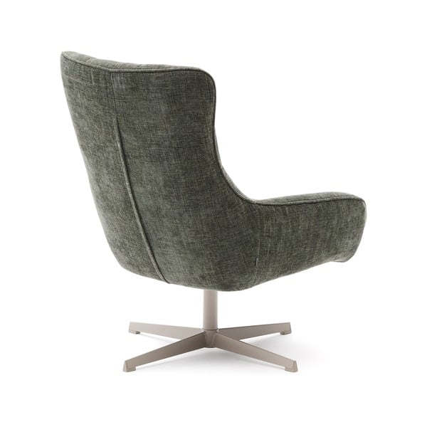 Otočné žinylkové křeslo šedozelené Teryl – Kave Home-image-3